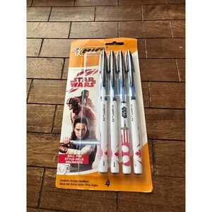 Bic Star‎ Wars Ballpoint Pens 4 Pack Black Ink Medium Point MSSWP41 New 2018